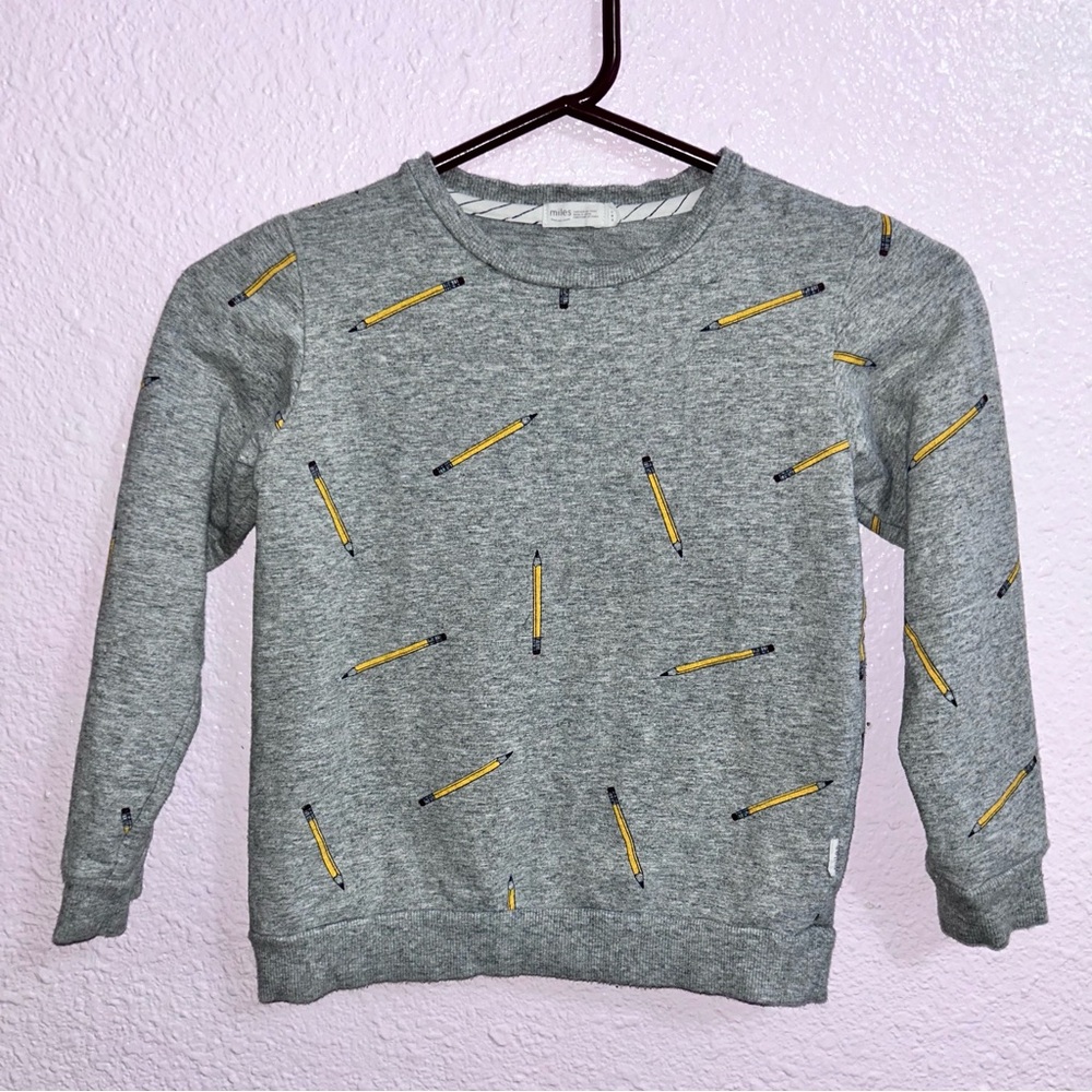 Kids Gray Sweatshirt with Pencil Design